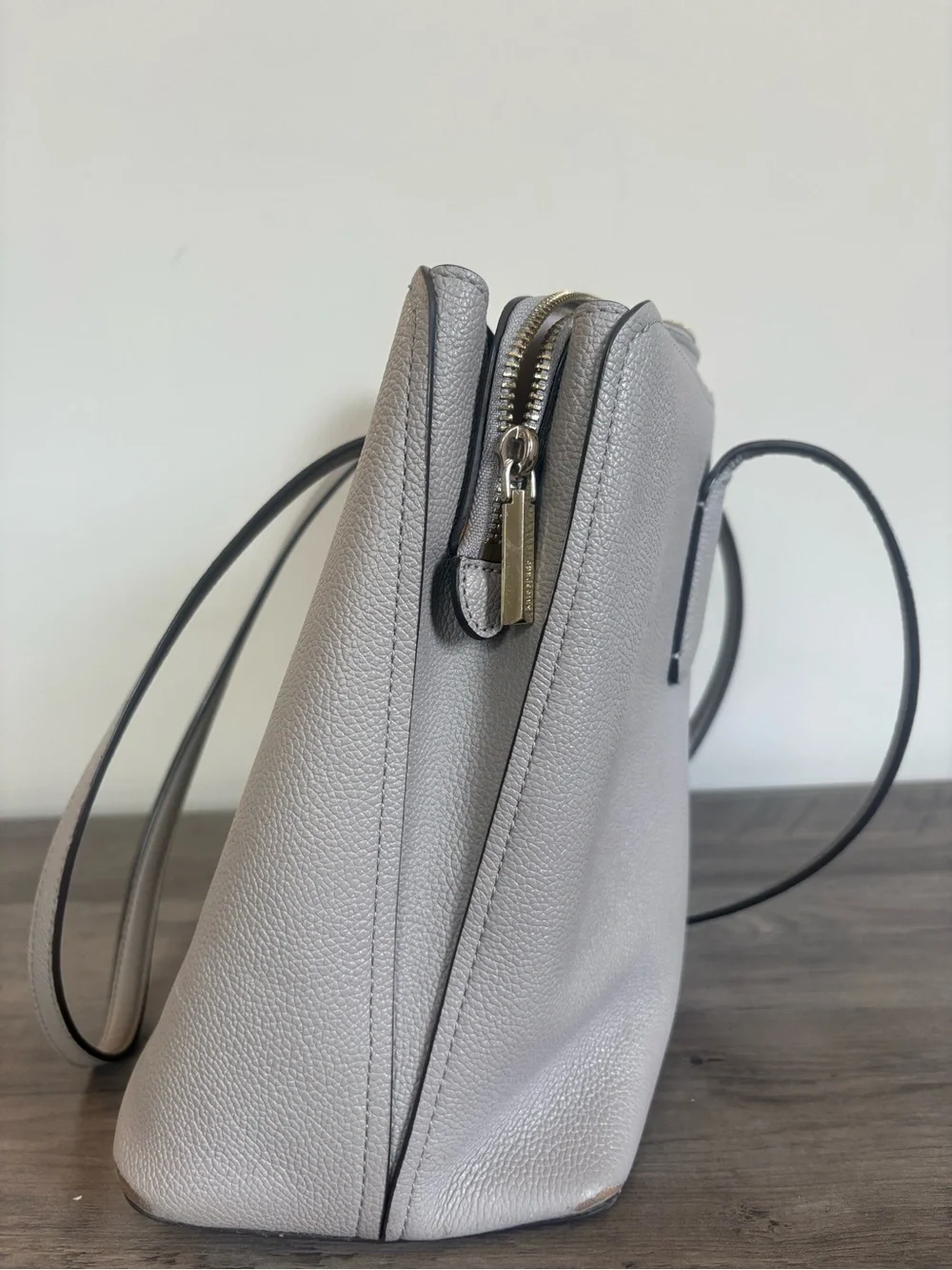 Kate Spade New York Margaux Large Work Tote Gray Pebbled Leather